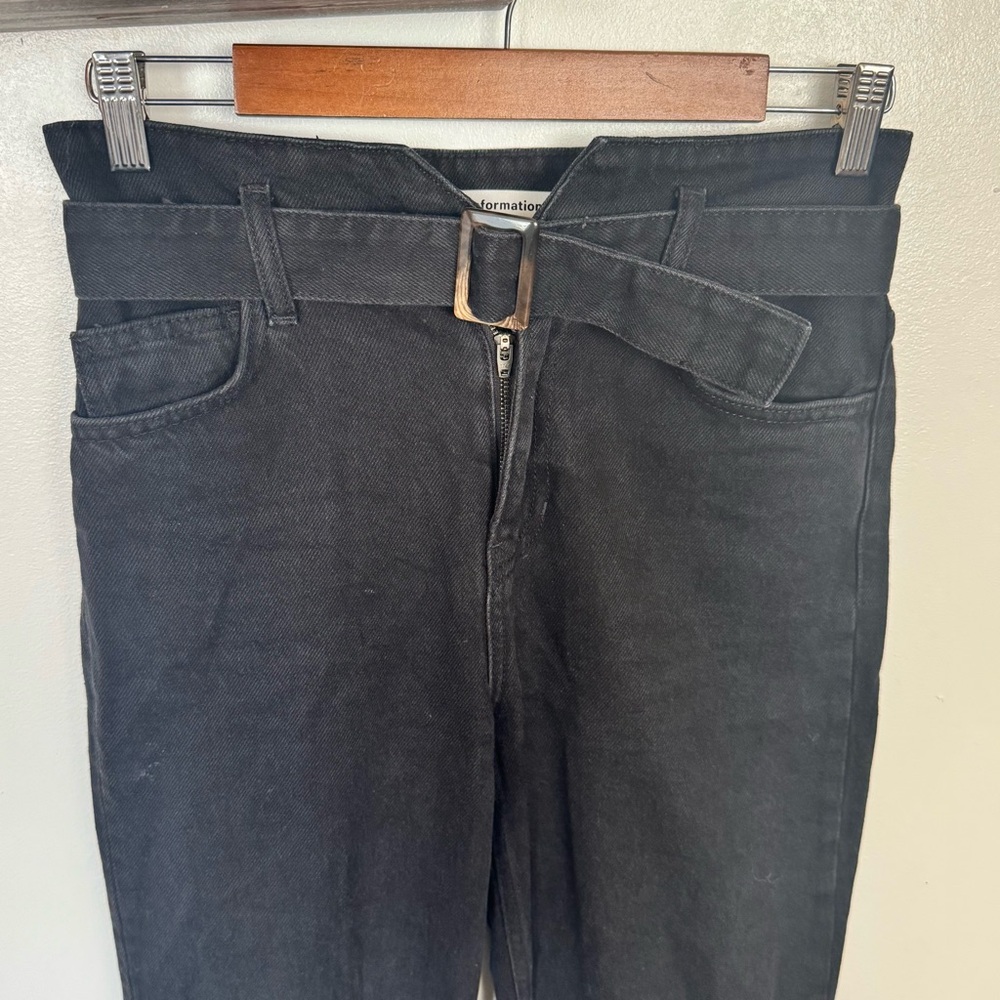 Reformation High Rise Black Jeans with Belt - Picture 3 of 7